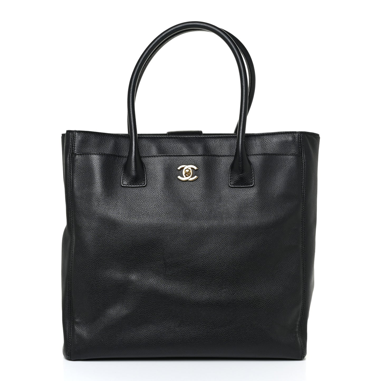 Calfskin Tall Cerf Tote Black
