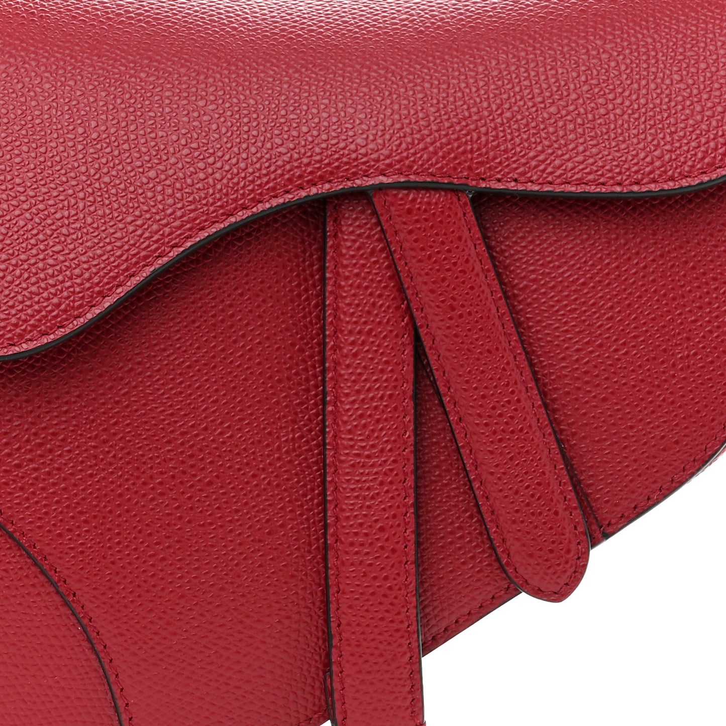 Grained Calfskin Mini Saddle Bag Red