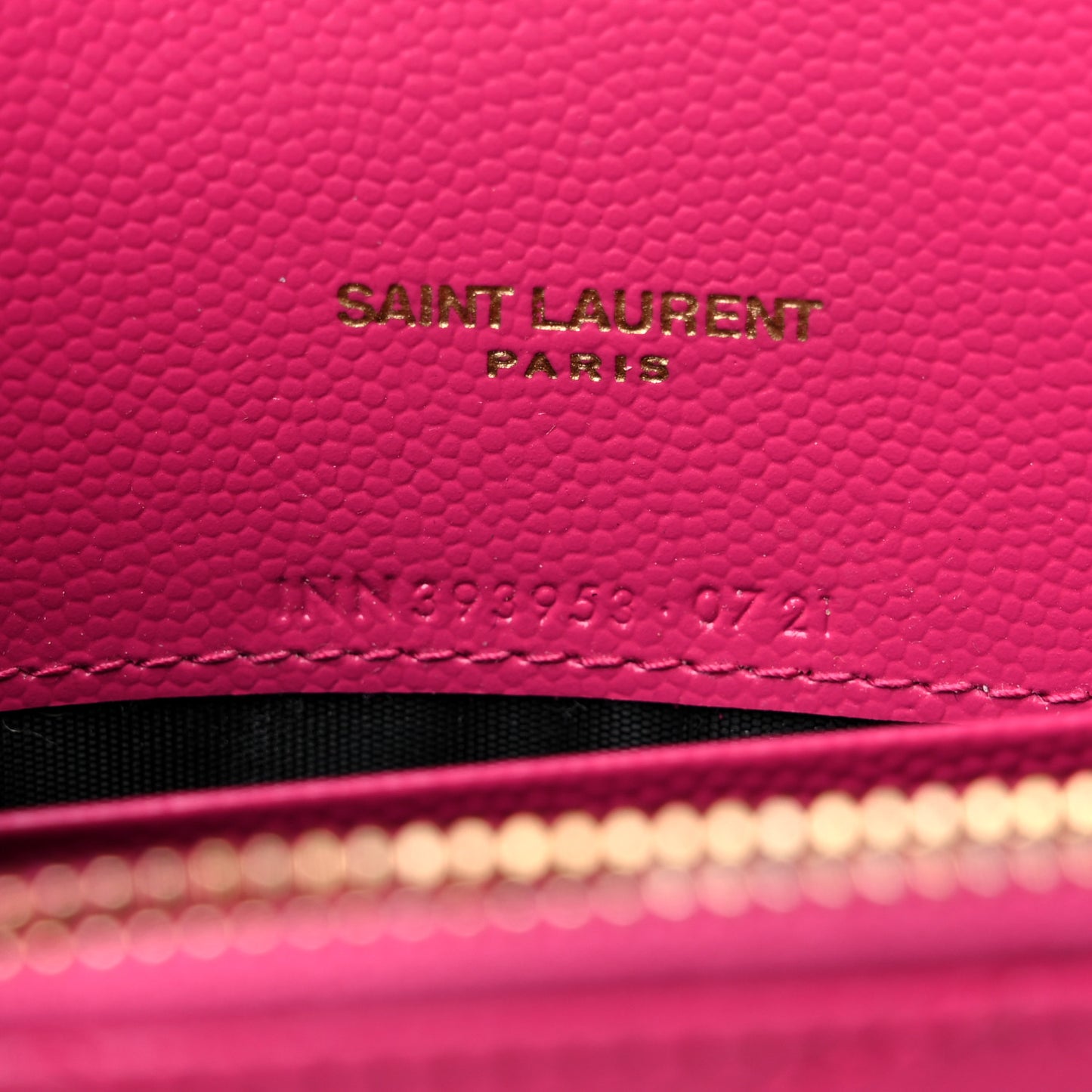 Grain De Poudre Matelasse Chevron Monogram Envelope Chain Wallet Fresh Fuchsia