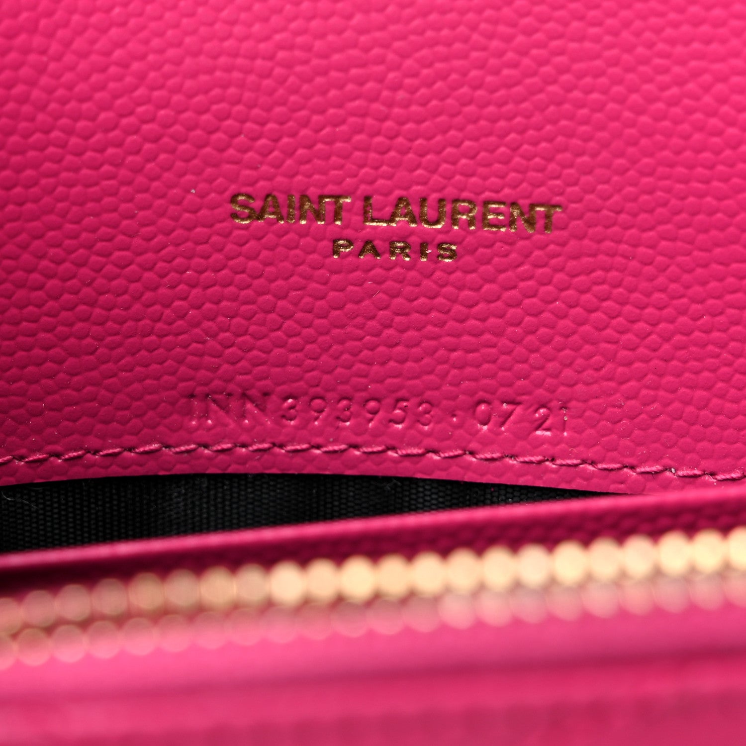 Saint Laurent Grain De Poudre Matelasse Chevron Monogram Envelope Chain Wallet Fresh Fuchsia 7 of 9