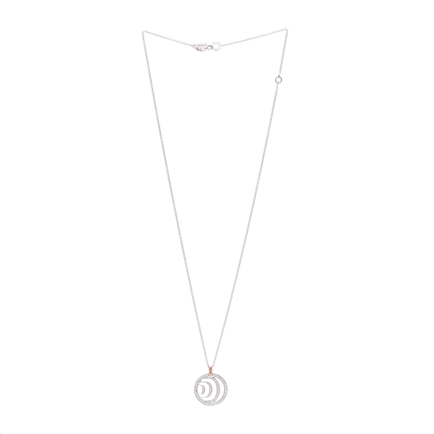 18K White Rose Gold Diamond Damianissima Circle Pendant Necklace