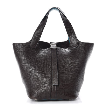 Hermes Taurillon Clemence Picotin 18 PM Ebene Bleu Paon 1 of 11