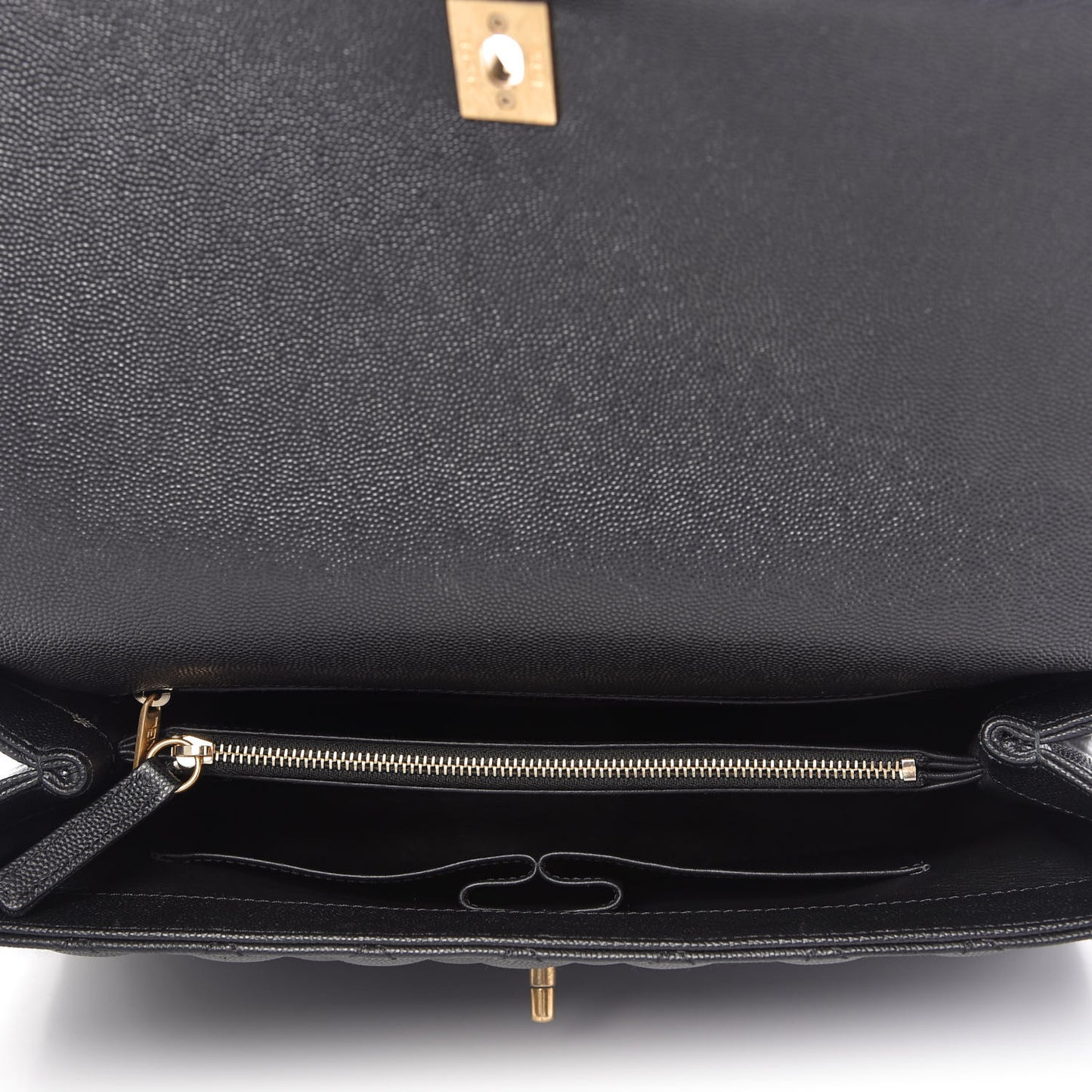 Caviar Lizard Quilted Medium Coco Handle Flap Black