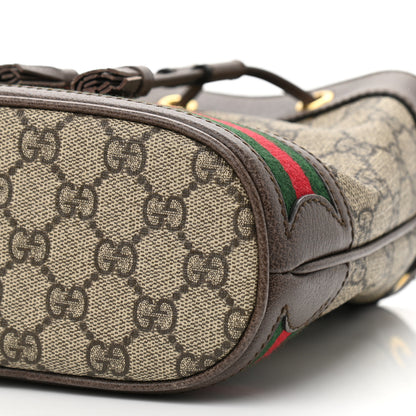 Gucci GG Supreme Monogram Web Mini Ophidia Bucket Bag Brown 10 of 11