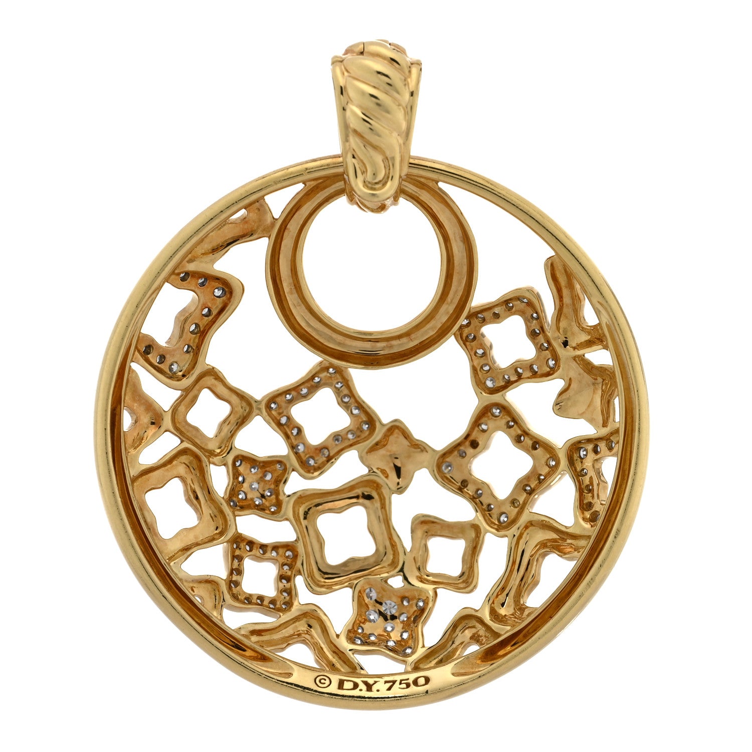 David Yurman 18K Yellow Gold Diamond Quatrefoil Pendant 3 of 3