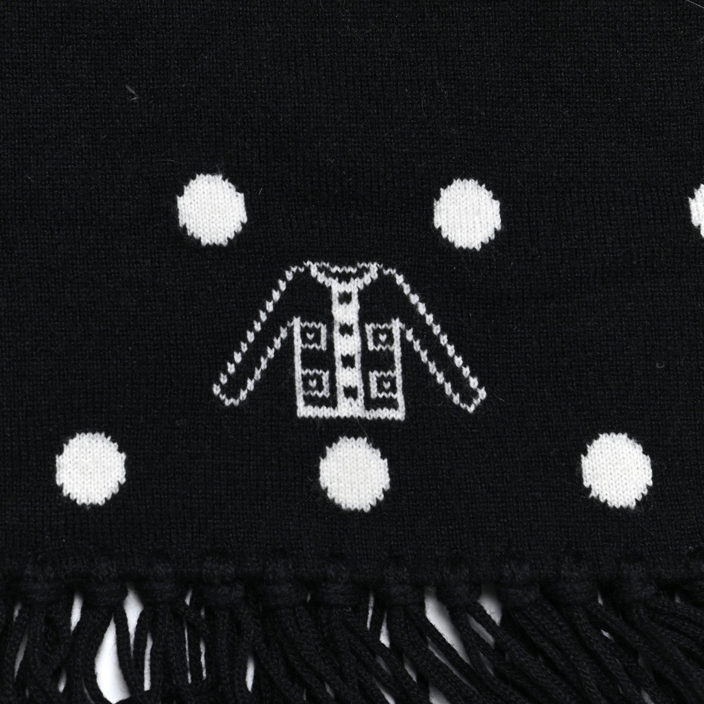 Cashmere Crystal CC Fringe Scarf Black White