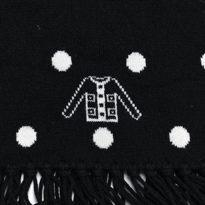 Chanel Cashmere Crystal CC Fringe Scarf Black White 3 of 6