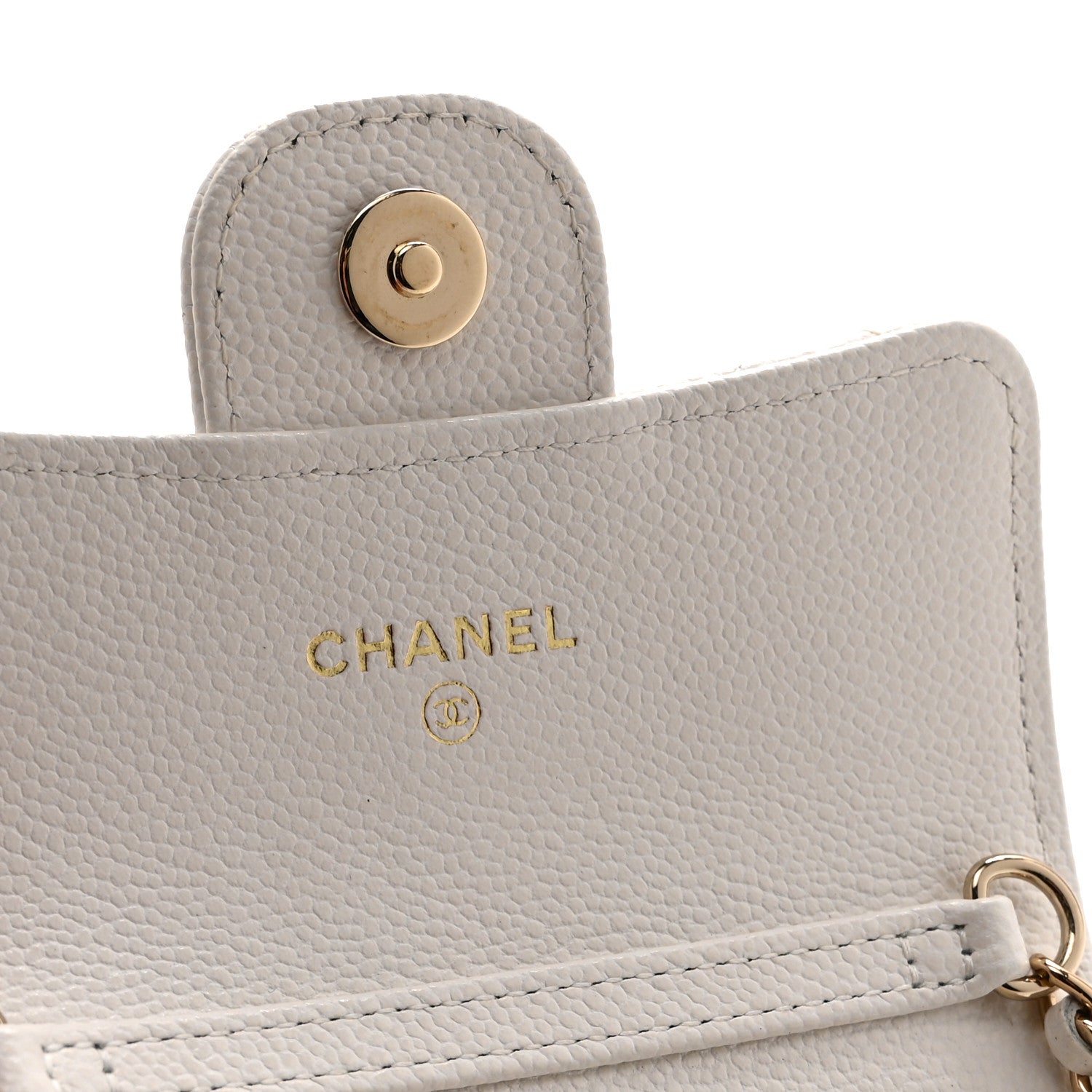 Chanel Caviar Quilted Flap Card Holder On Chain White 6 of 11