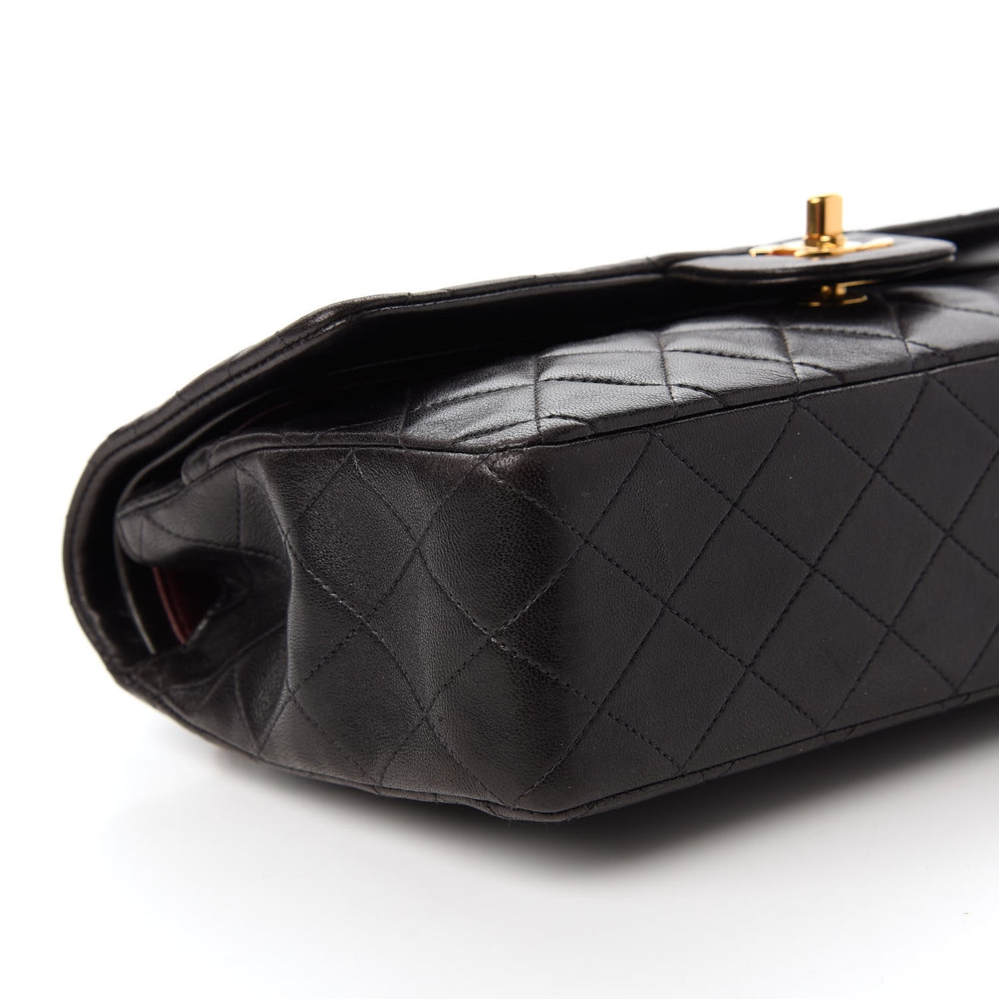 Lambskin Quilted Medium Double Flap Black