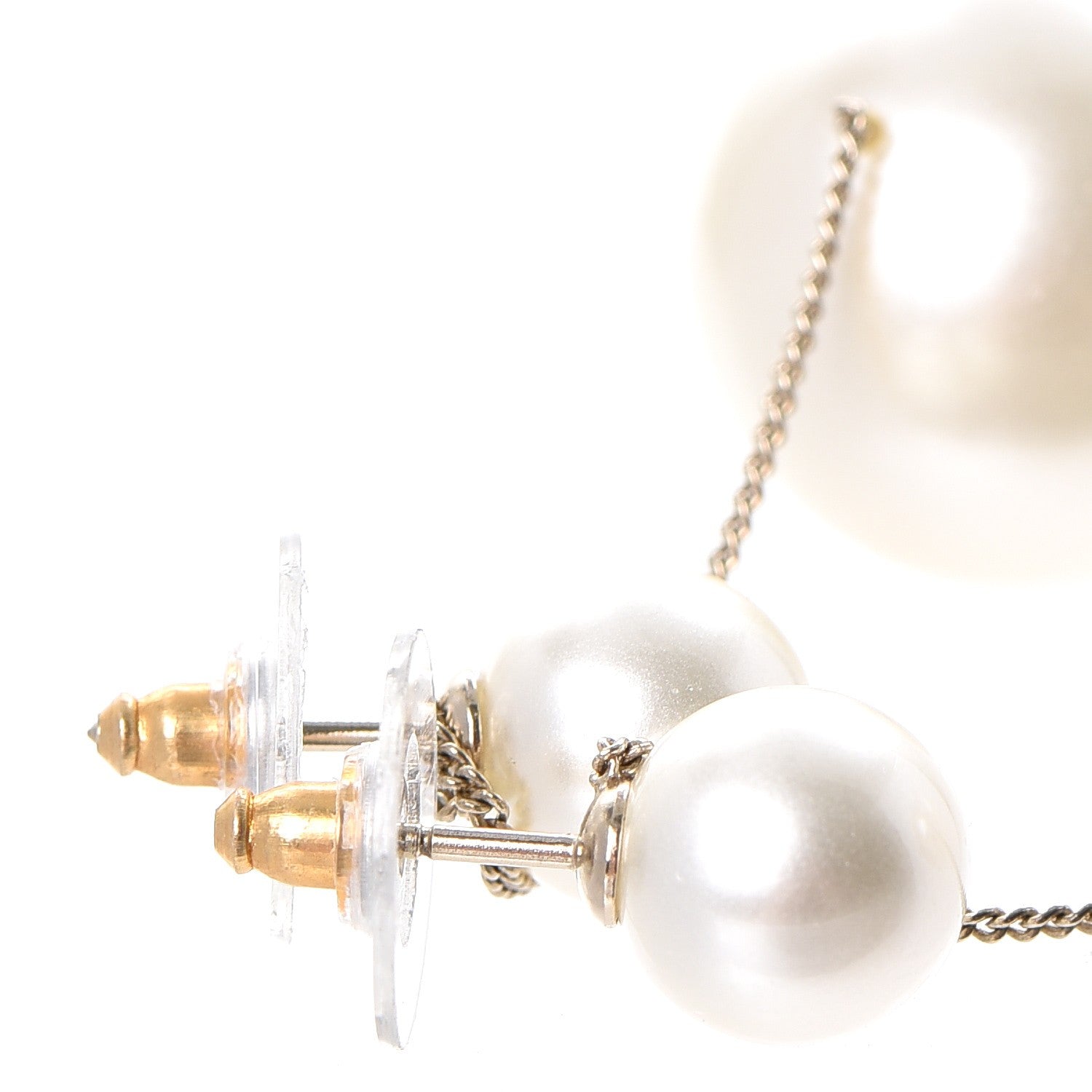 Chanel Pearl CC Drop Earrings Gold 4 of 6