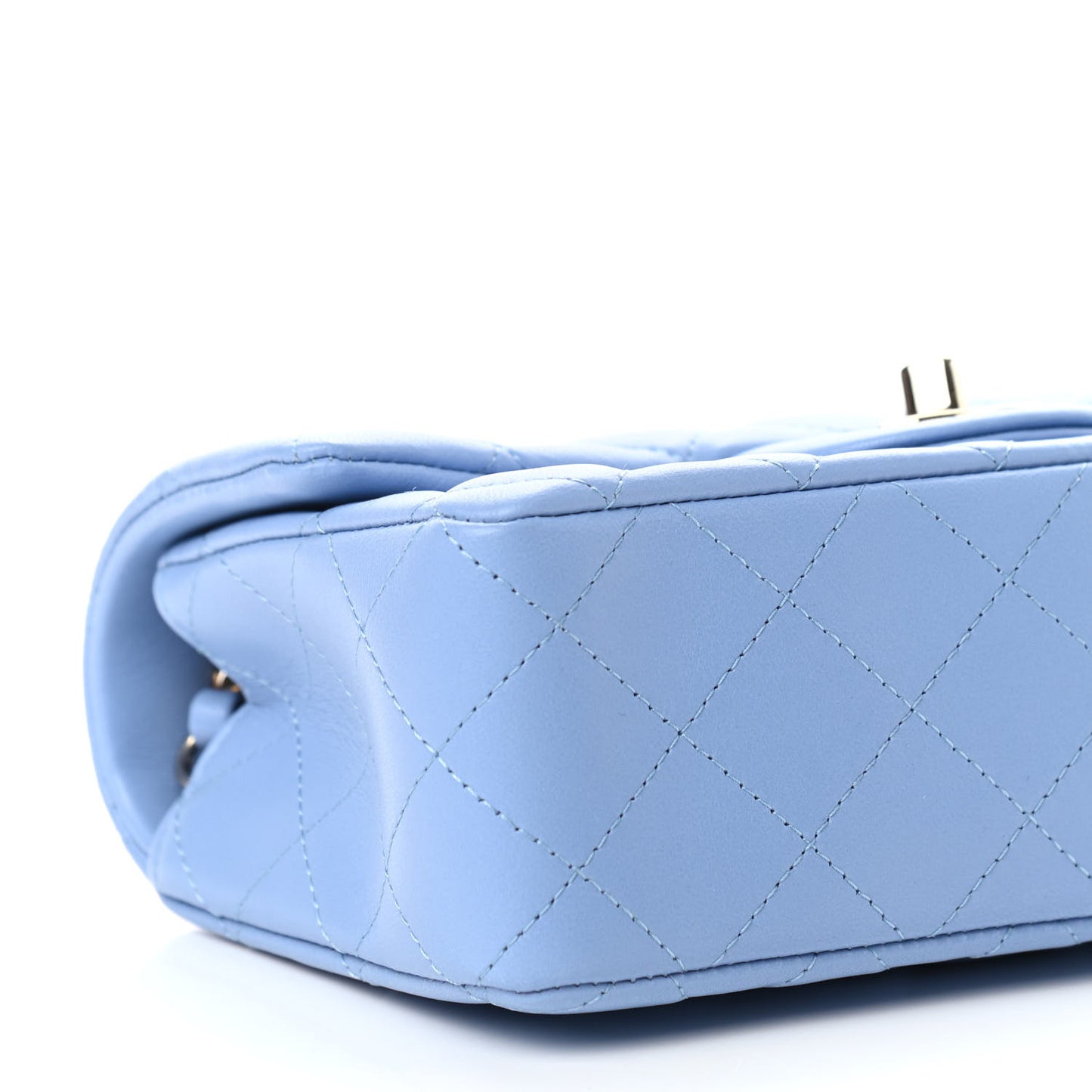 Lambskin Quilted Mini Rectangular Flap Light Blue