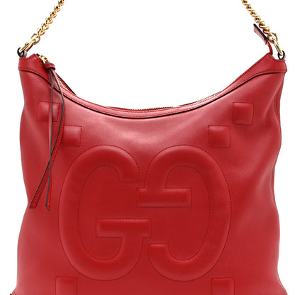 Gucci Apollo Calfskin GG Dadini Embroidered Chain Hobo Hibiscus Red 9 of 11