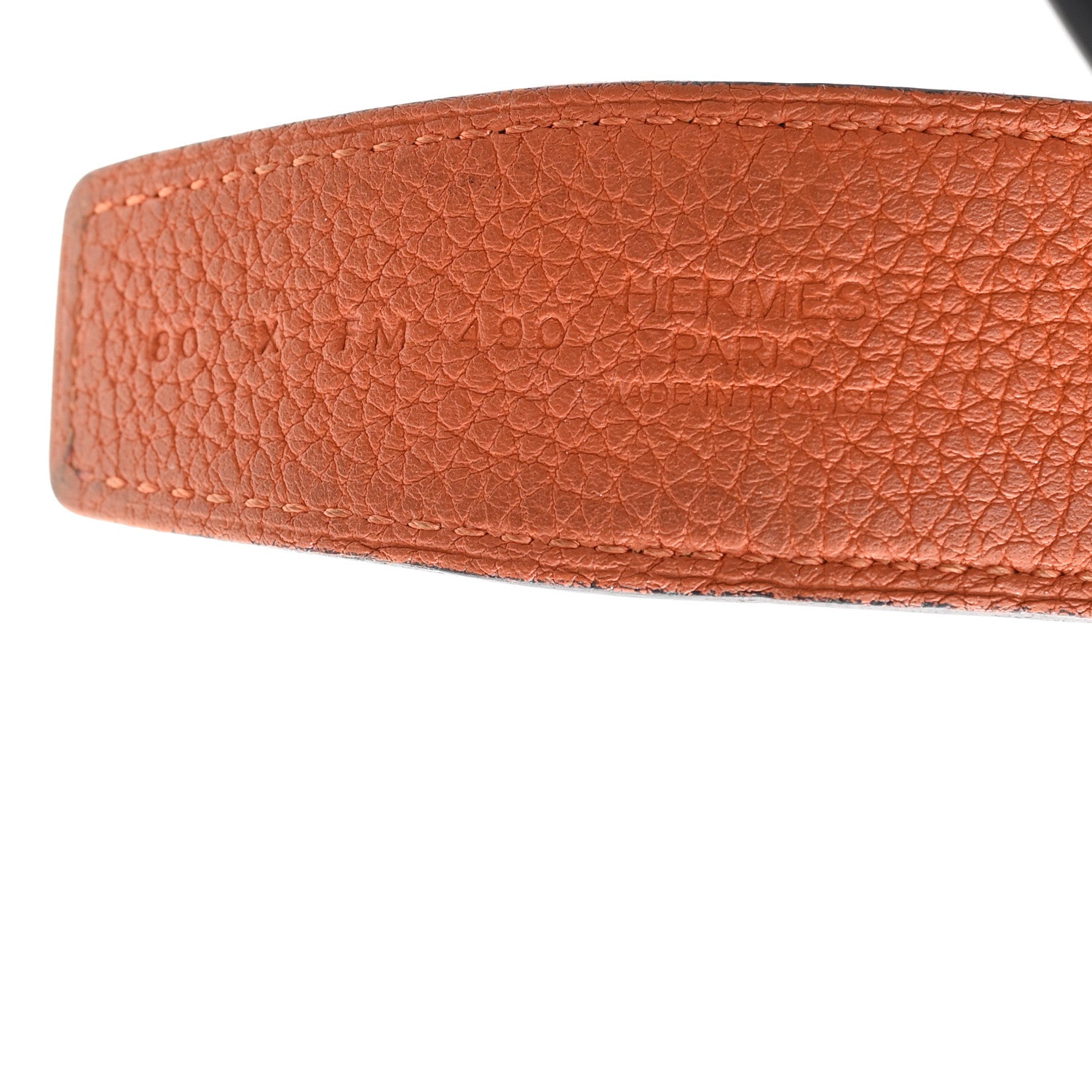 Hermes Box Togo 32mm H Belt 80 32 Black Orange 3 of 5