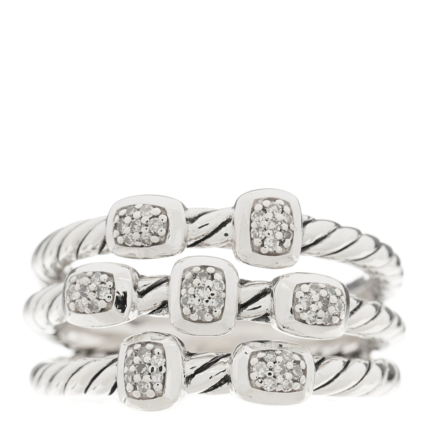 Sterling Silver Diamond Confetti 3 Row Ring 54 7