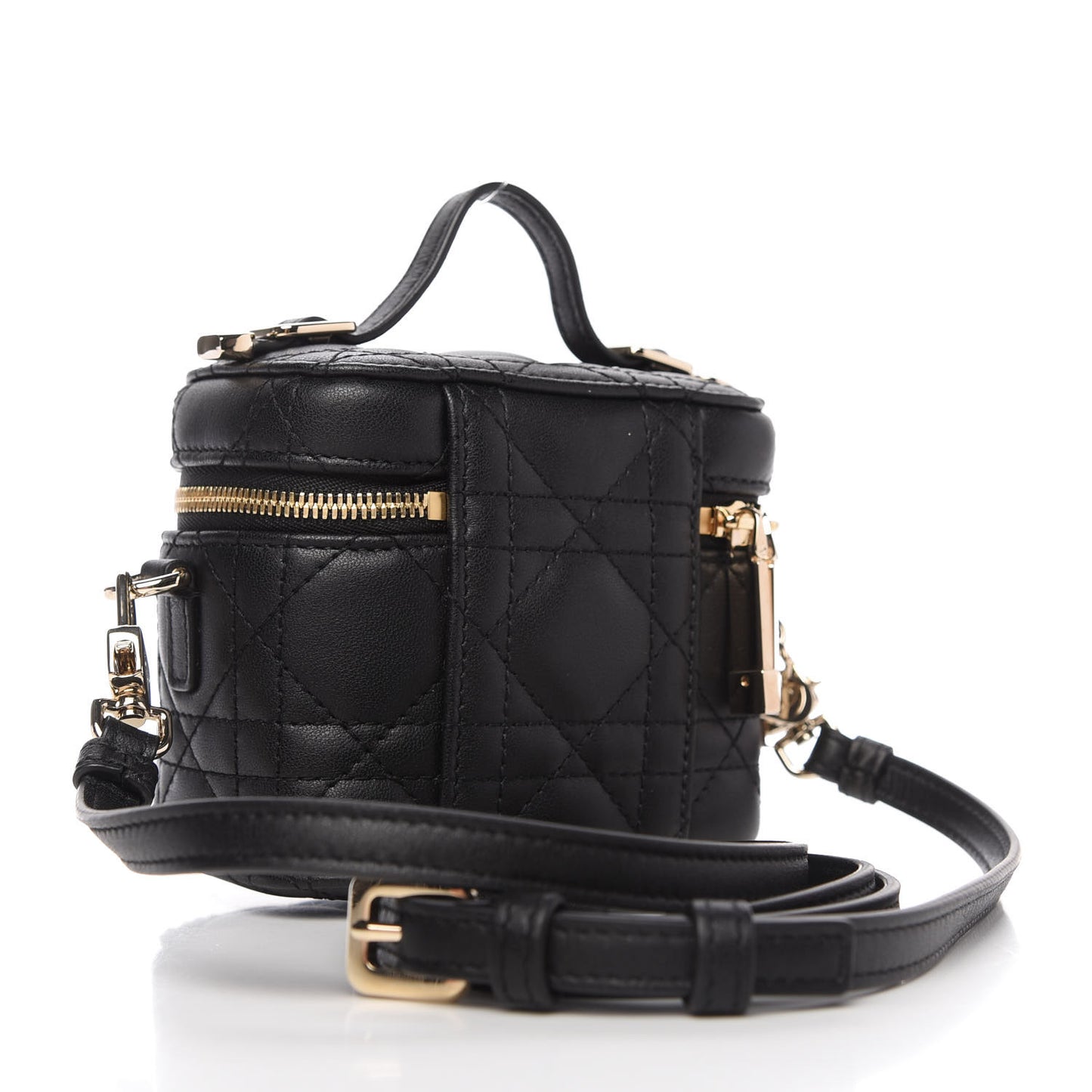 Lambskin Cannage Micro Lady Dior Vanity Case Black