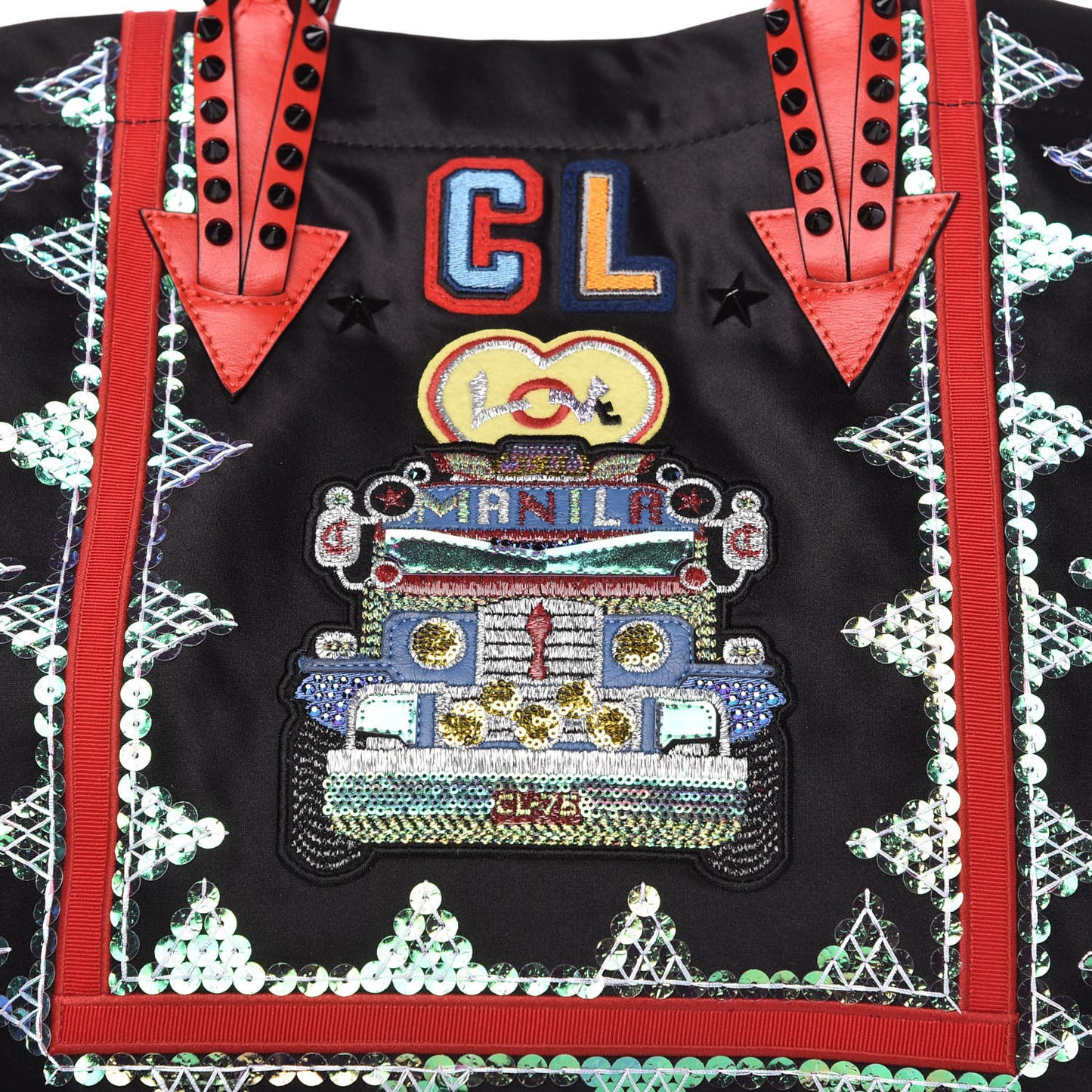 Satin Embellished Manilacaba Tote Multicolor