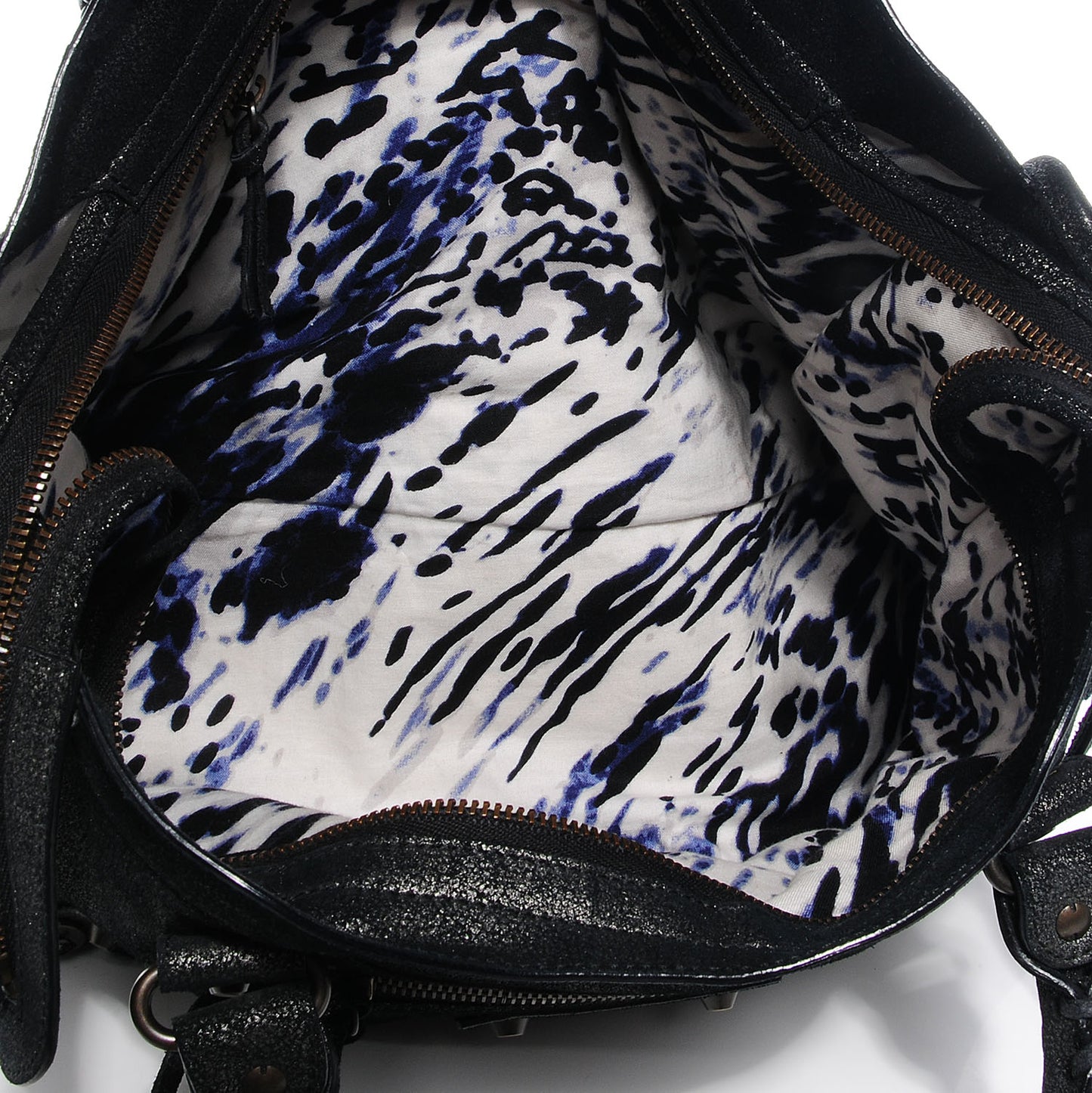 Metallic Craquele Calfskin Classic Hardware City Black