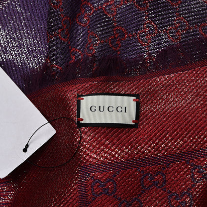 Gucci Viscose Cotton Shiny GG Jacquard Shawl Parma Violet Red 3 of 7