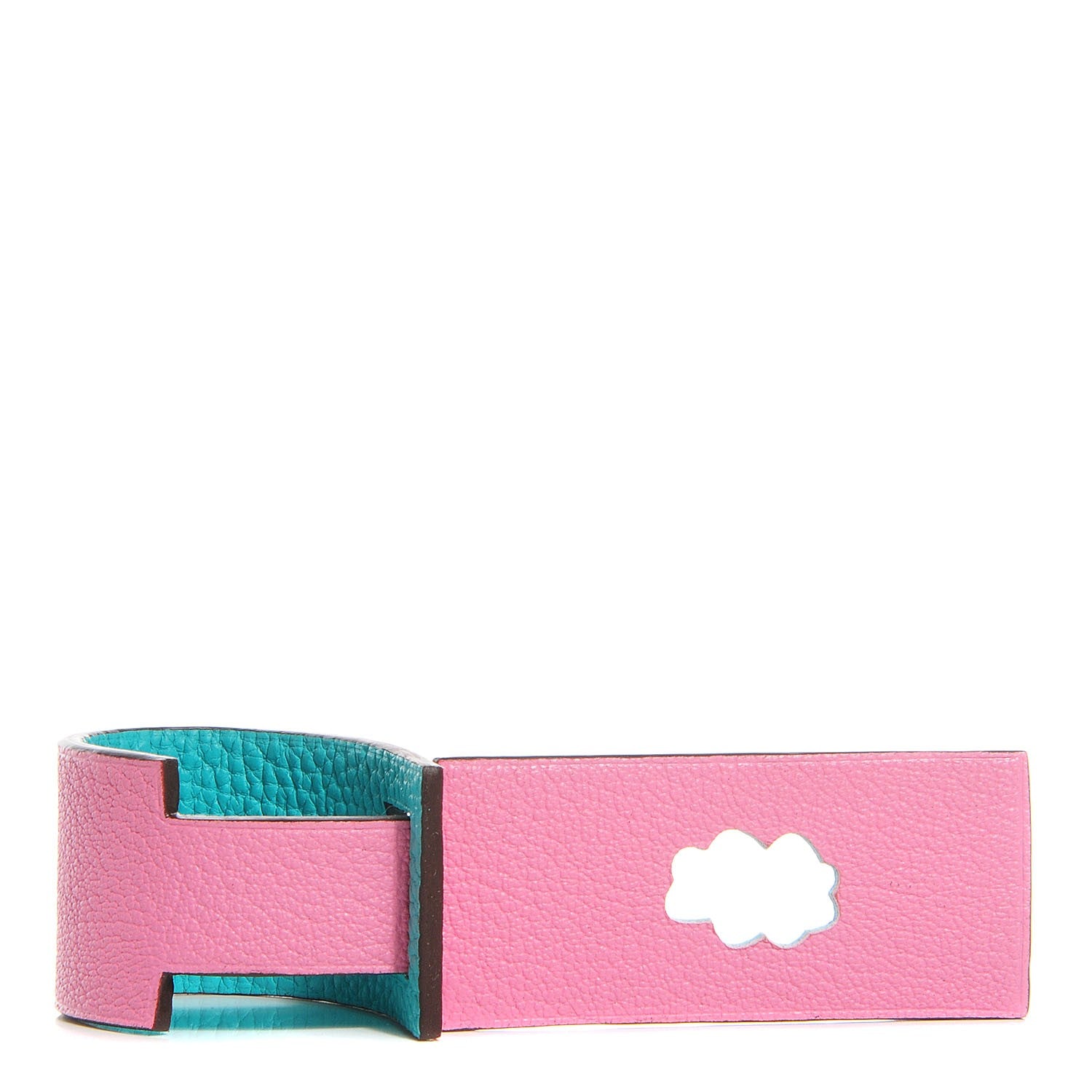 Hermes Togo Chevre Mysore Petit H Luggage Tag Rose Confetti Lagon 1 of 6