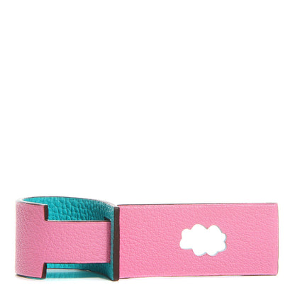 Hermes Togo Chevre Mysore Petit H Luggage Tag Rose Confetti Lagon 1 of 6