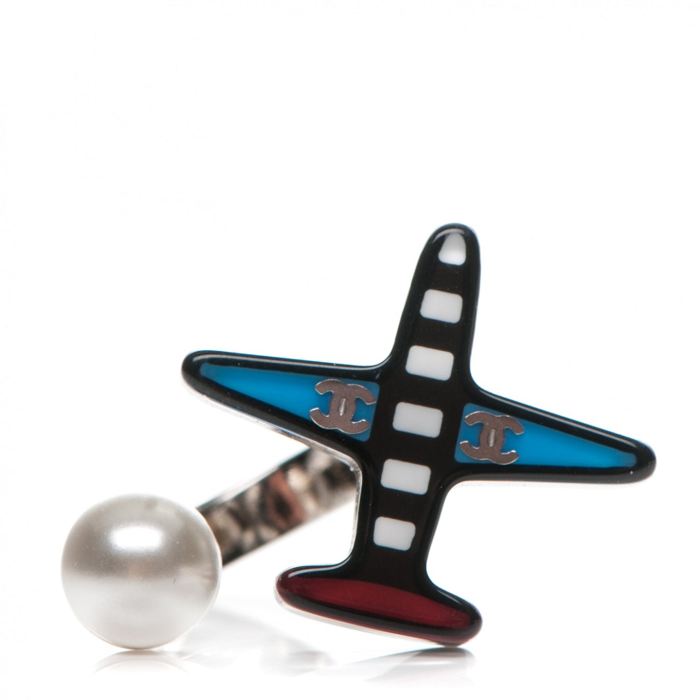Resin Pearl Airplane Ring Blue Red