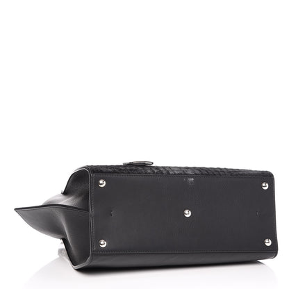 Fendi Vitello Pelo Flamingo Crocodile Embossed Petite 3Jours Tote Black 4 of 8