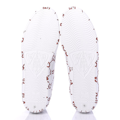 Gucci Calfskin GucciGhost Print Mens Ace Sneakers 13 White Hibiscus Red 5 of 10