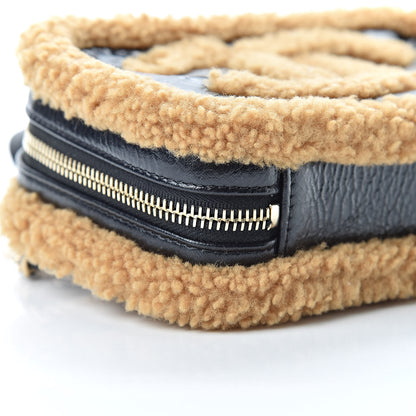 Chanel Shiny Crumpled Sheepskin Shearling CC Mania Waist Bag Black Light Brown 9 of 10