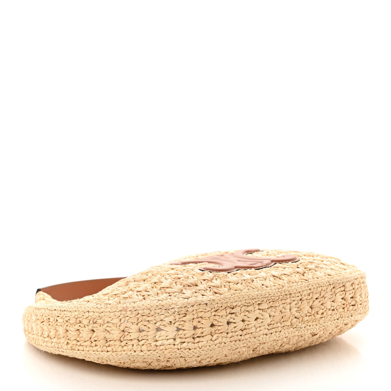 Celine Raffia Calfskin Triomphe Panier Hobo Bag Natural Tan 3 of 9