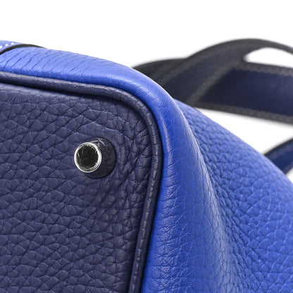 Hermes Taurillon Clemence Casaque Picotin Lock 18 PM Bleu Electrique Bleu Encre 10 of 13