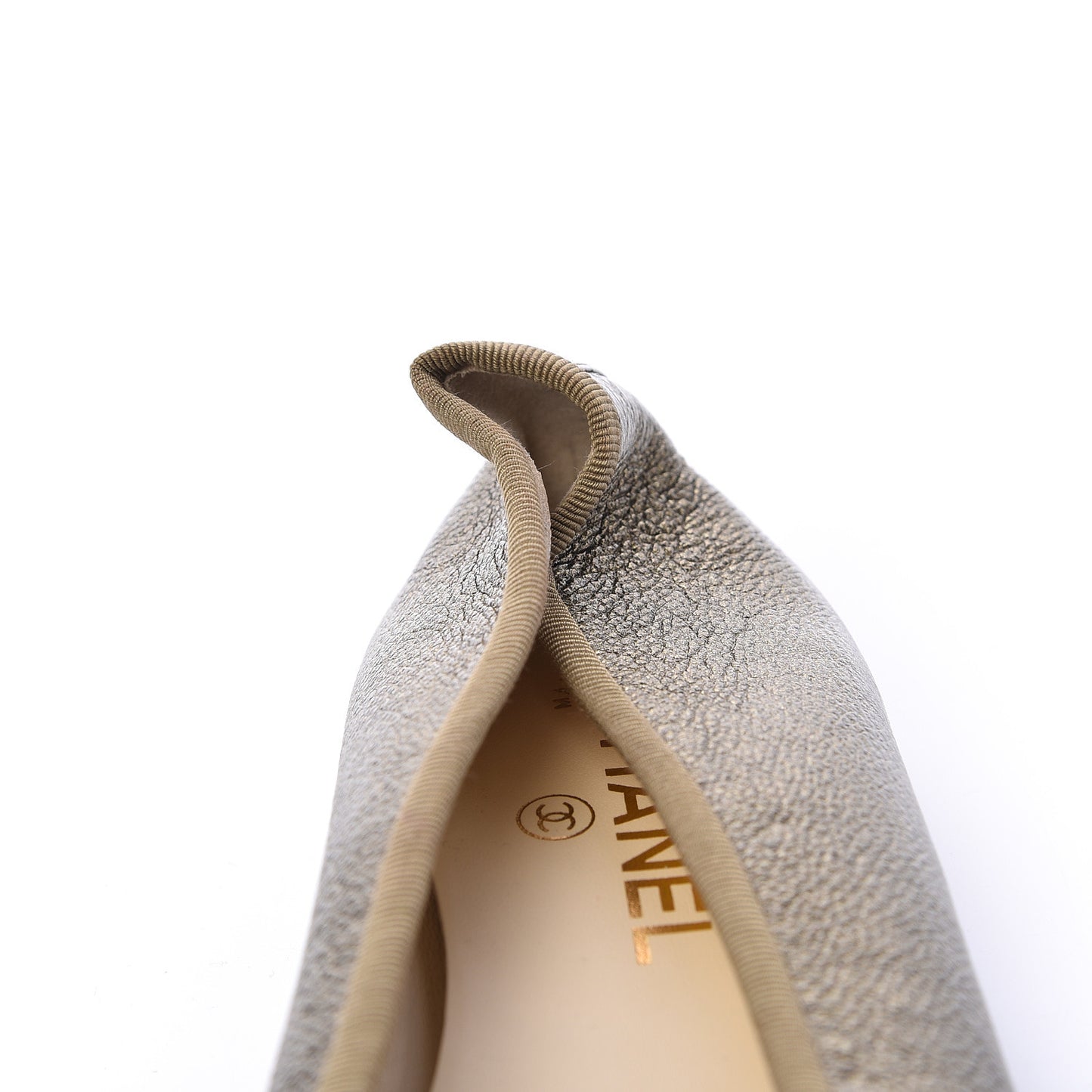Metallic Calfskin Cap Toe CC Ballerina Flats 40 Gold