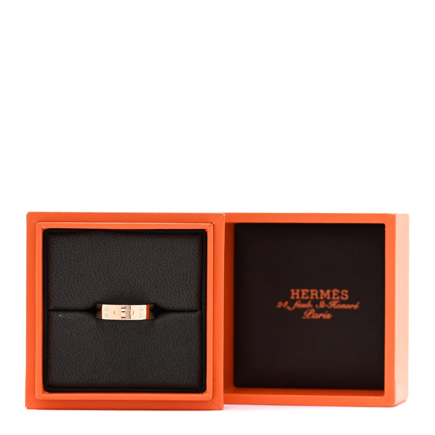 Hermes 18K Rose Gold Diamond PM Kelly Ring 54 7 5 of 5