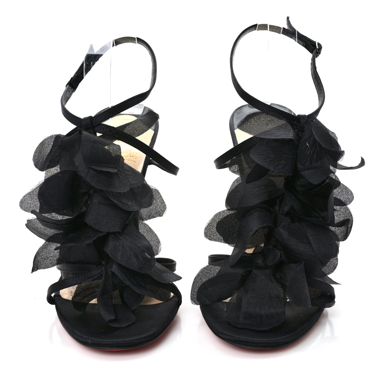Satin Petal Mount Street Sandals 40.5 Black