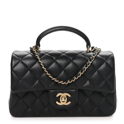 Chanel Lambskin Quilted Mini Top Handle Rectangular Flap Black 1 of 11