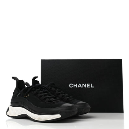 Chanel Velvet Calfskin Mixed Fibers CC Sneakers 37.5 Black 9 of 9