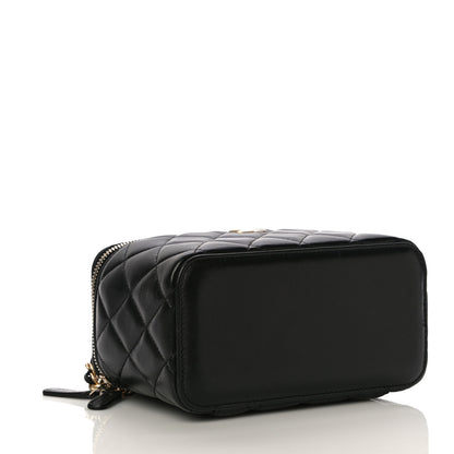 Chanel Lambskin Quilted Small Top Handle Vanity Case With Chain Black 4 of 12