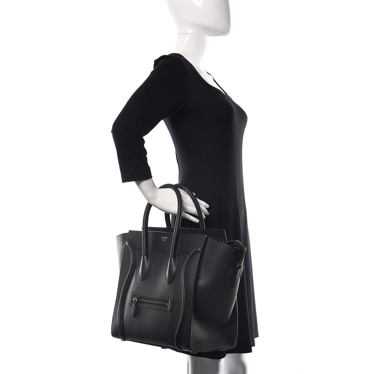 Celine Drummed Calfskin Mini Luggage Black 2 of 12