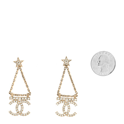 Chanel Crystal Star Drop CC Earrings Gold 2 of 4