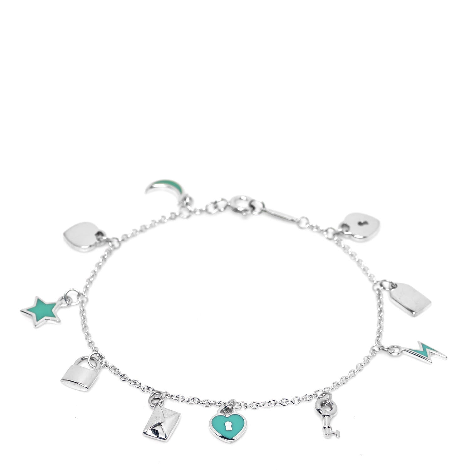 Tiffany Sterling Silver Enamel Love Notes Charm Bracelet Blue 1 of 4