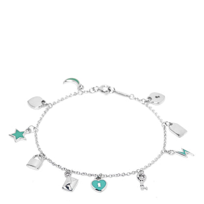 Tiffany Sterling Silver Enamel Love Notes Charm Bracelet Blue 1 of 4