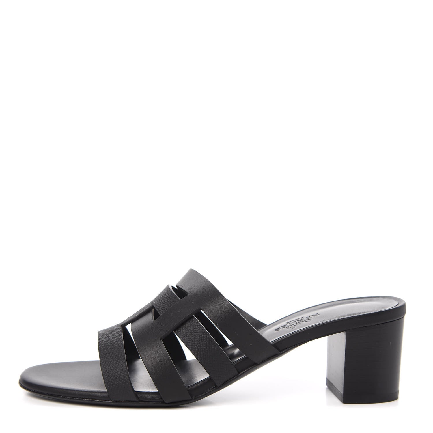 Hermes Calfskin Epsom Amica Sandals 38.5 Black 1 of 9