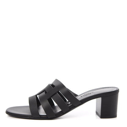 Hermes Calfskin Epsom Amica Sandals 38.5 Black 1 of 9