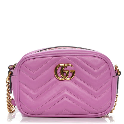 Gucci Calfskin Matelasse Mini GG Marmont Chain Shoulder Bag Candy Mousse 1 of 7