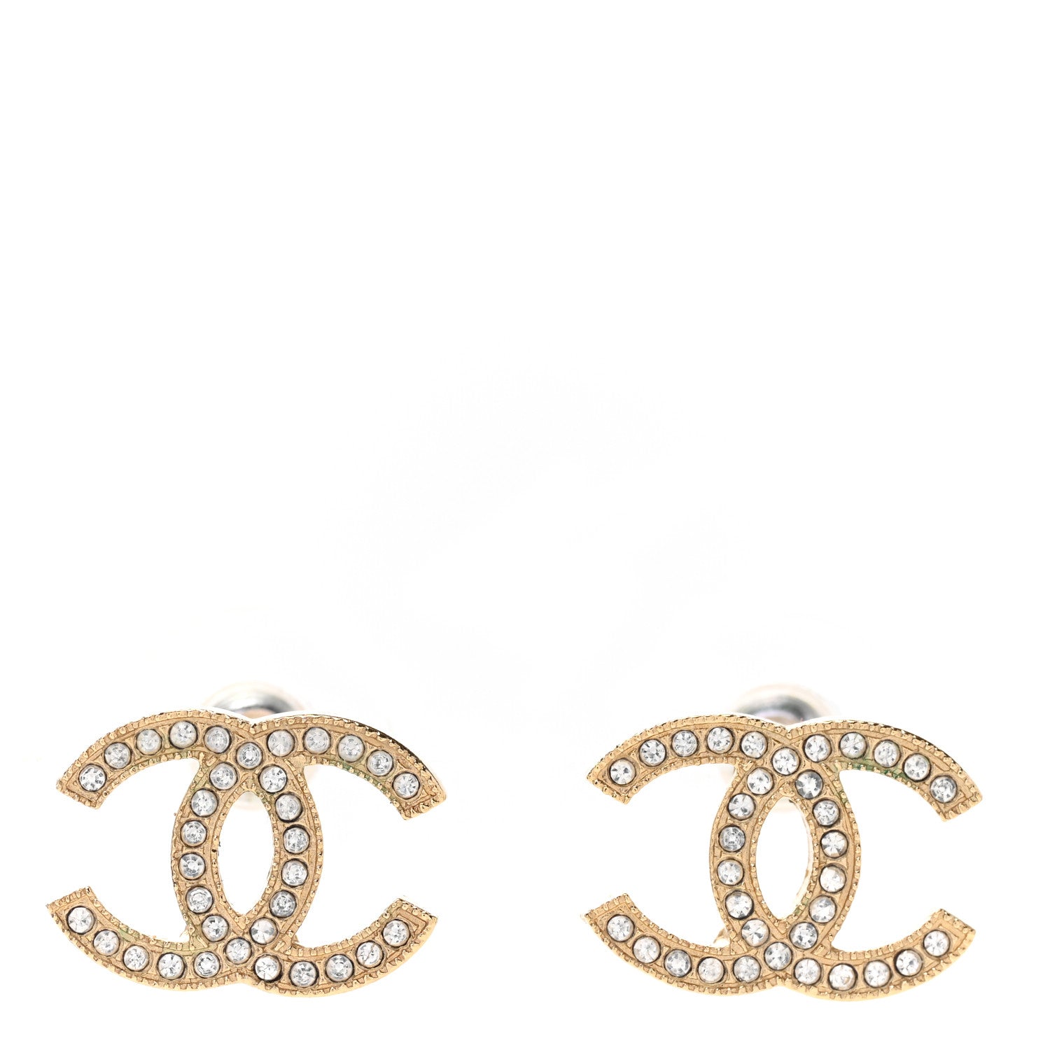 Chanel Crystal CC Earrings Gold 1 of 5