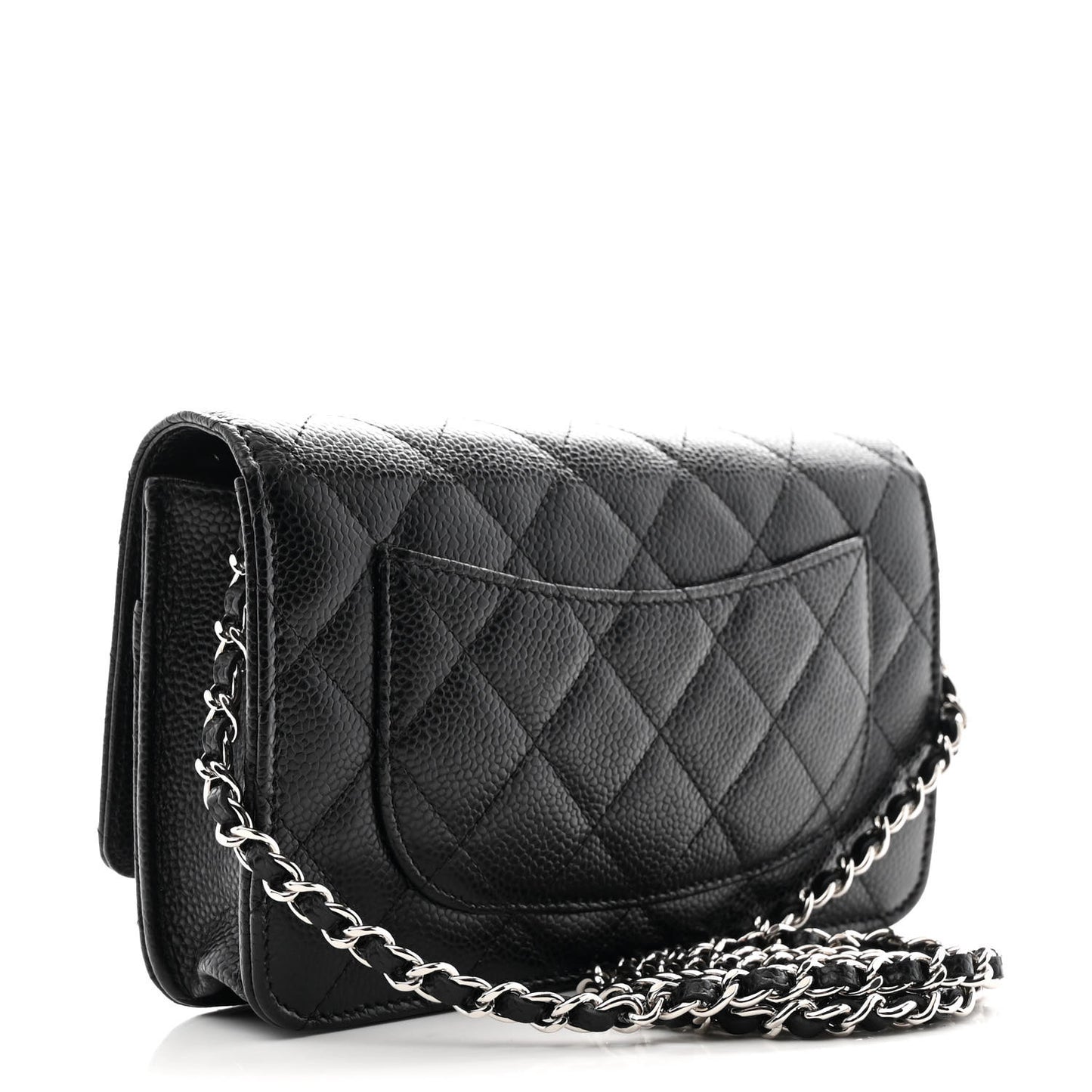 Caviar Quilted Wallet on Chain WOC Black