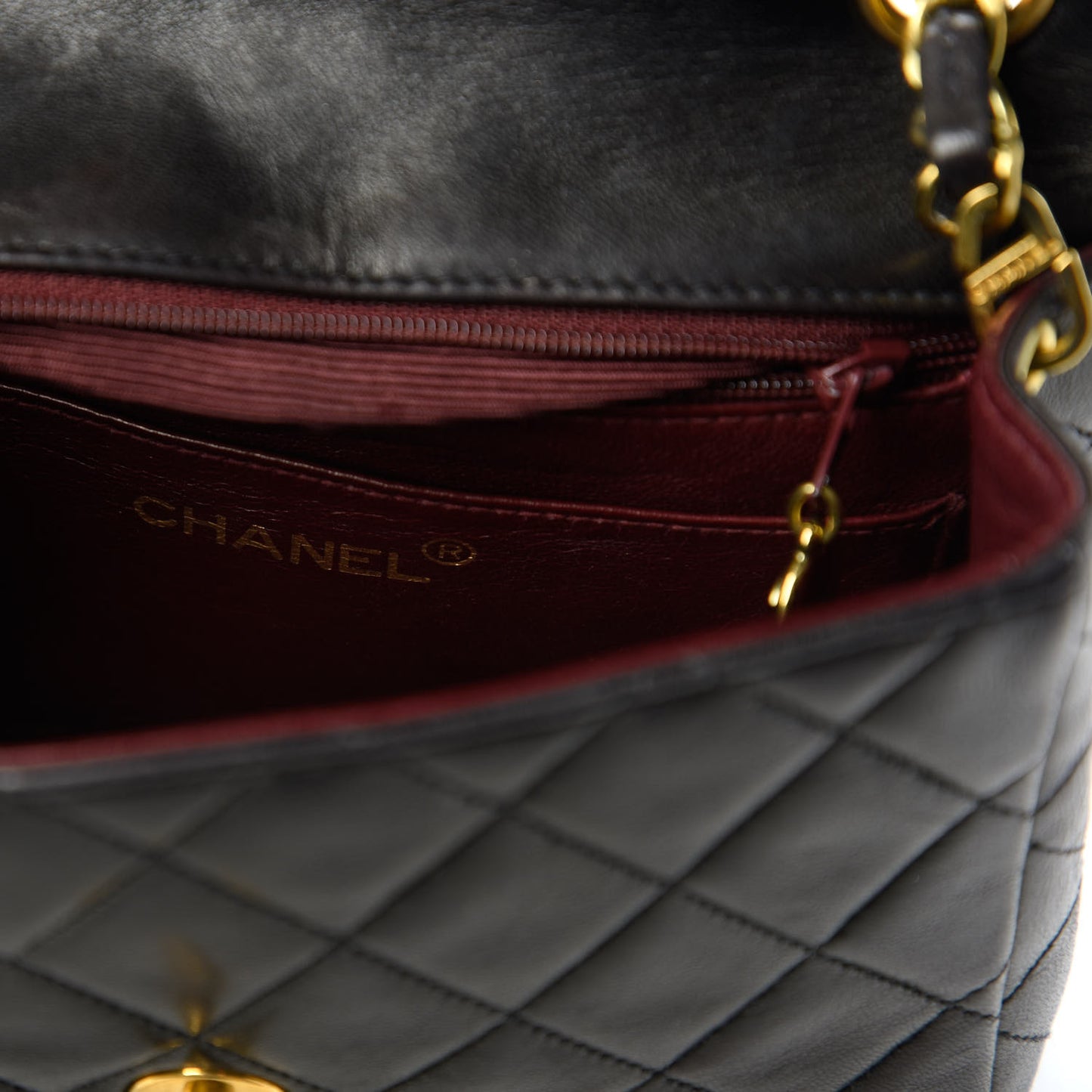 Lambskin Quilted Mini Square Flap Black