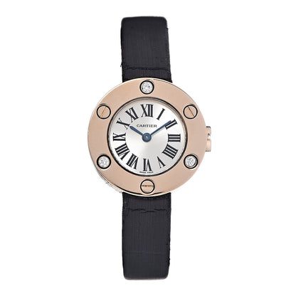 Cartier 18K Pink Gold Satin Diamond 23mm Love Quartz Watch 1 of 9