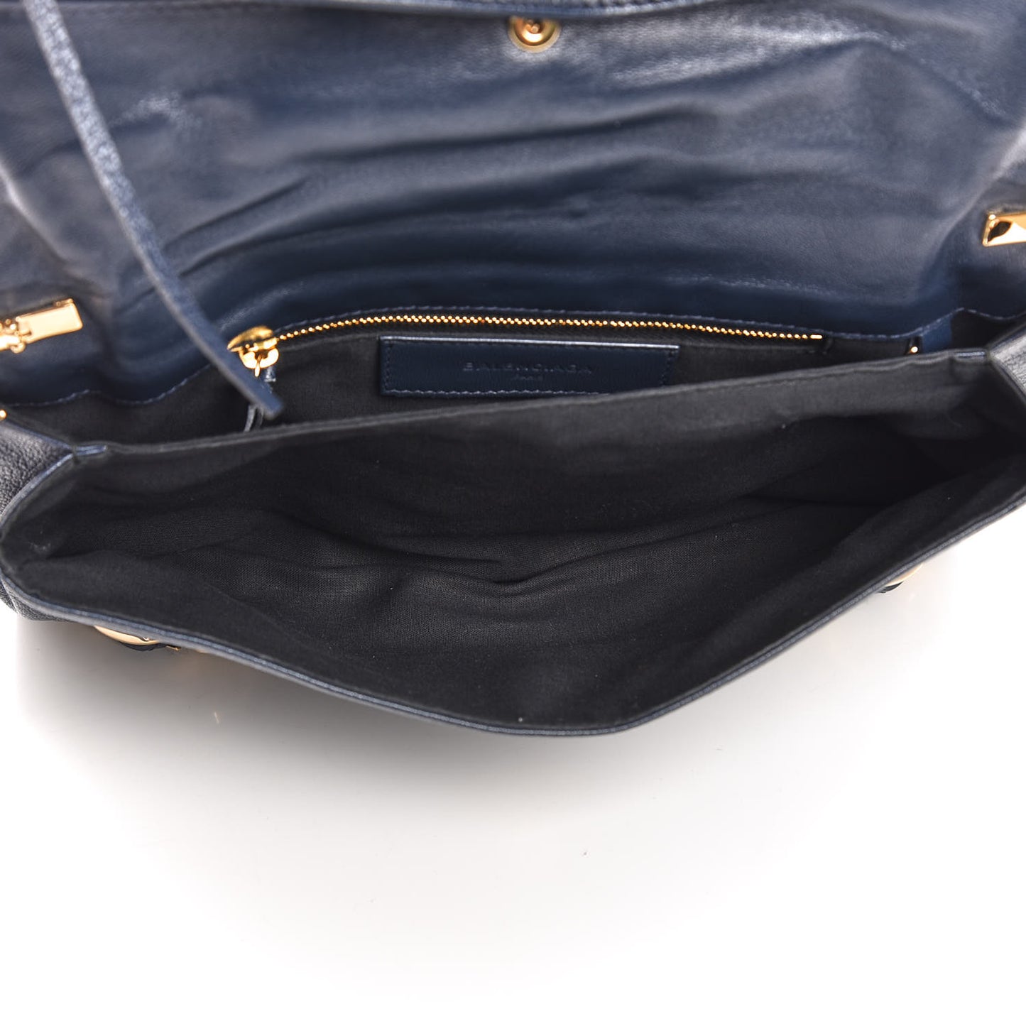 Chevre Gold Metallic Edge Hardware Envelope Clutch Bleu Nuit