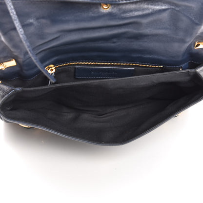 Balenciaga Chevre Gold Metallic Edge Hardware Envelope Clutch Bleu Nuit 5 of 7