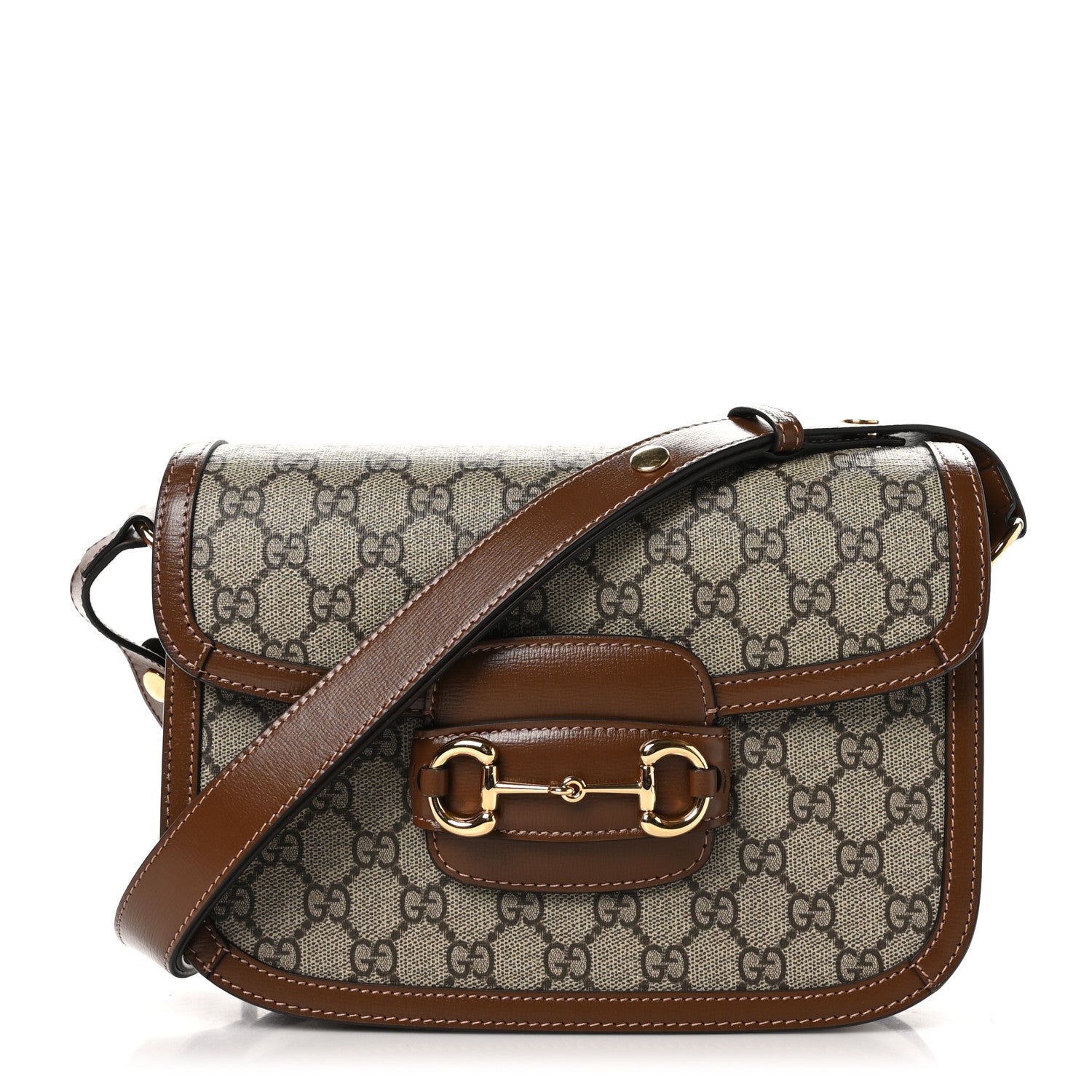 Gucci GG Supreme Monogram Horsebit 1955 Shoulder Bag Beige Brown Sugar 1 of 10